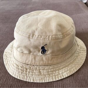 Polo by Ralph Lauren Khaki Bucket Hat with Navy Logo